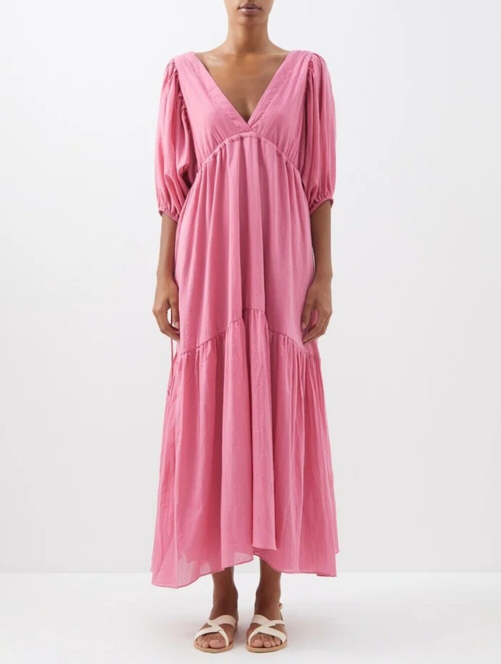 Magellan Gathered Organic-Cotton Voile Dress